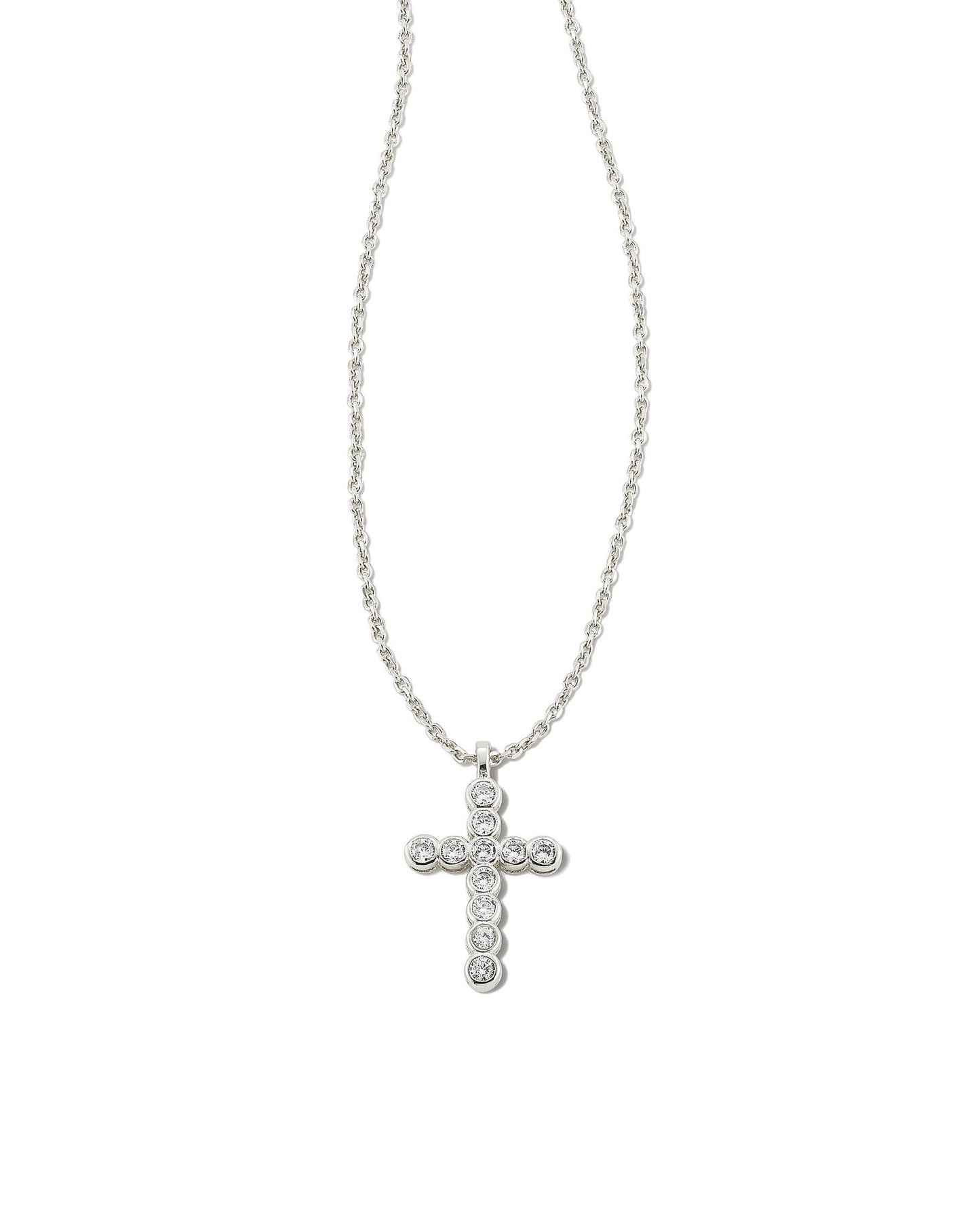 A delicate symbol with subtle shine, the Cross Gold Pendant Necklace in White Crystal is a meaningful reminder of what matters to you most. Silver