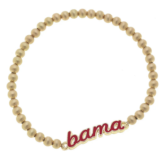 Collegiate Enamel Script Stretch Bracelet, "Bama"