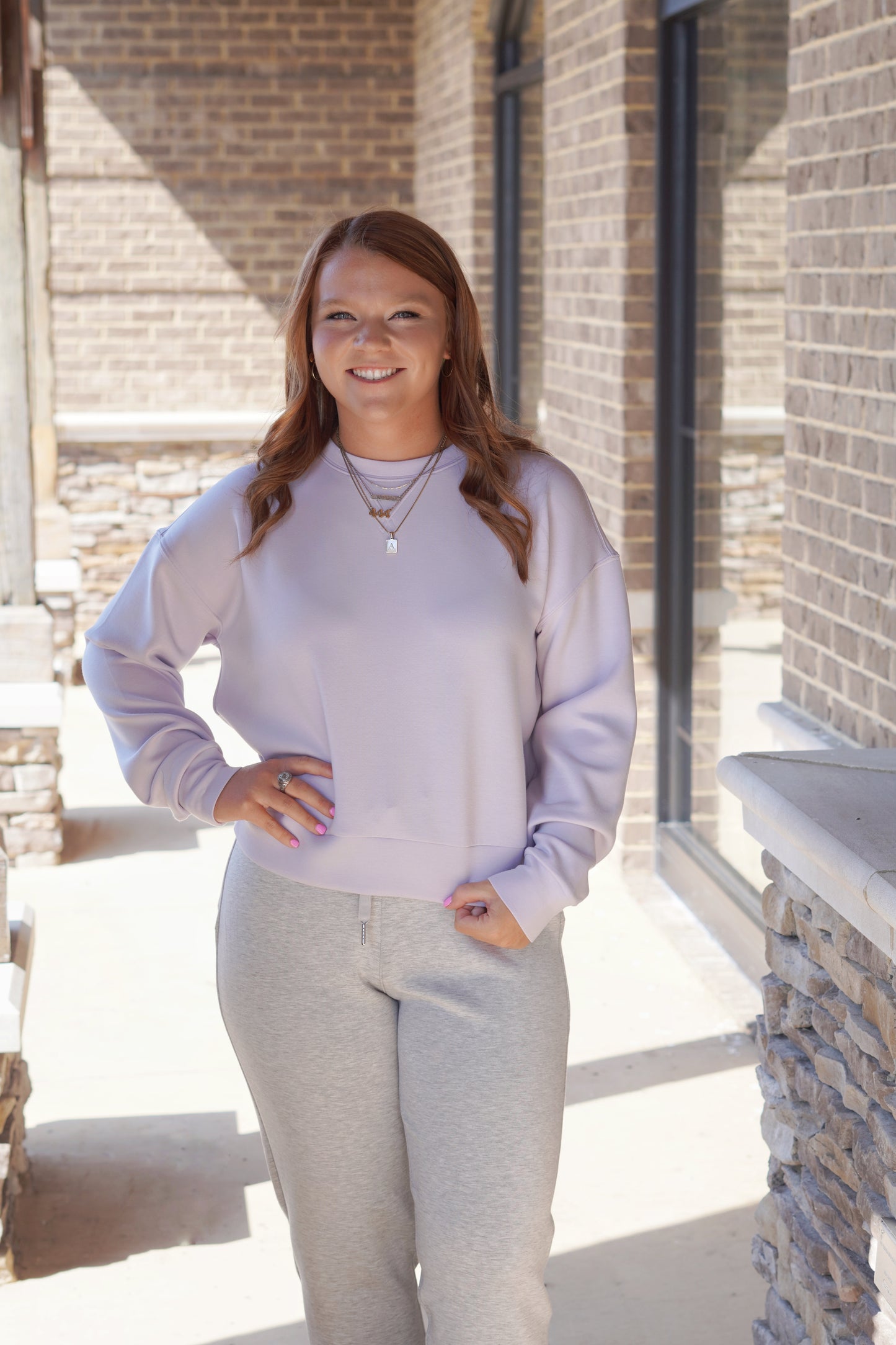 Light Purple Spanx Air Essentials Crewneck Sweatshirt