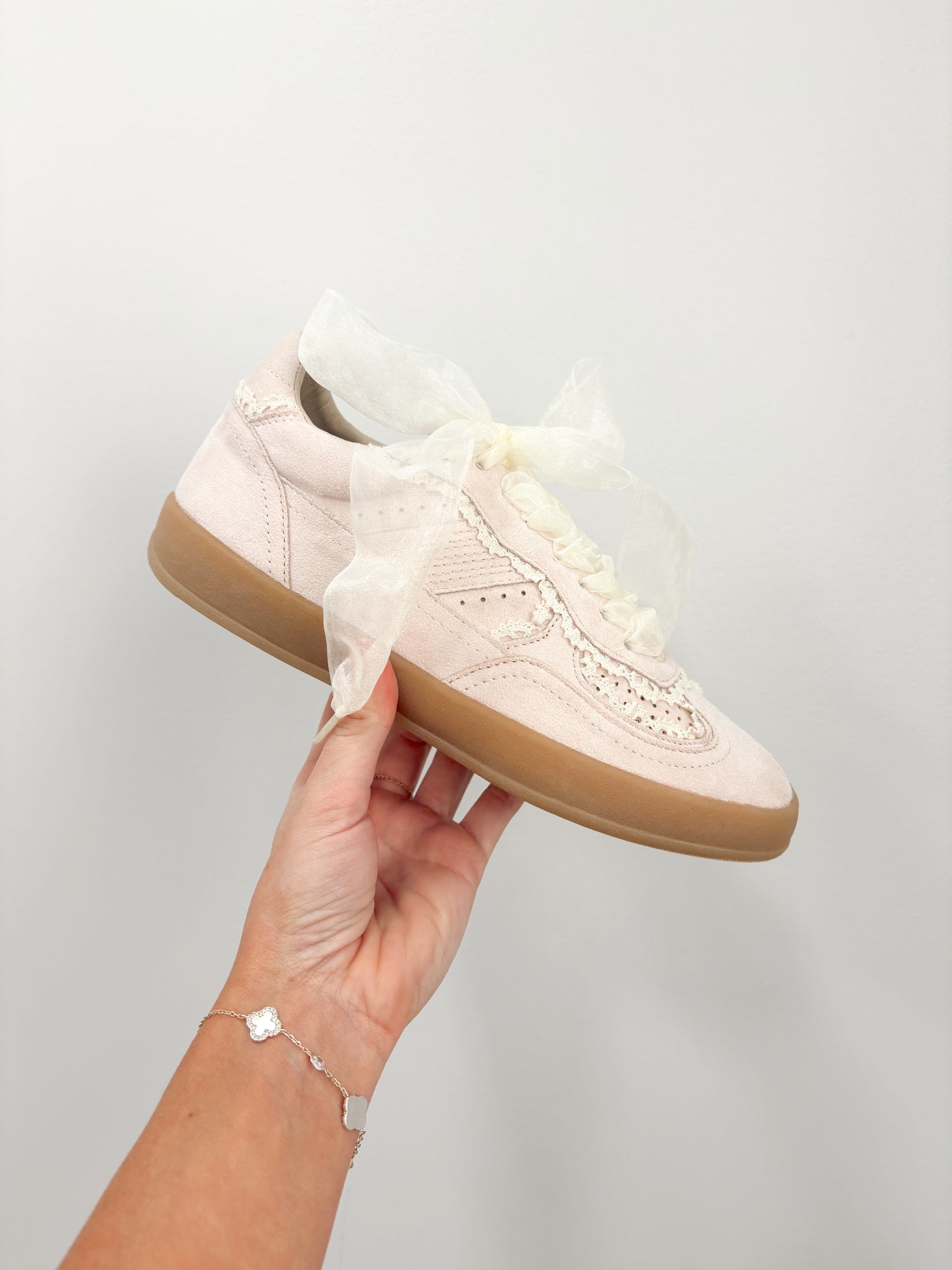 Eleanor Pink Bow Sneaker, Rubber Platform, Comes With Both Ribbon Shoe Laces And Regular Laces, Detachable ow Shoe Charm, Pink Color