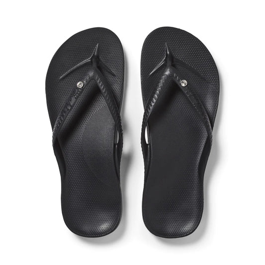 A pair of arch support flip flops so comfy and supportive, you'll never want to take them off your feet!  Our specialised closed cell foam material is formulated to mold to the shape of your foot. Give them a day or two to wear in and you'll be in love with your Archies!  Crystal Detail On Foot Strap  Easy Adjustable Straps that stretch out to fit your foot however you like