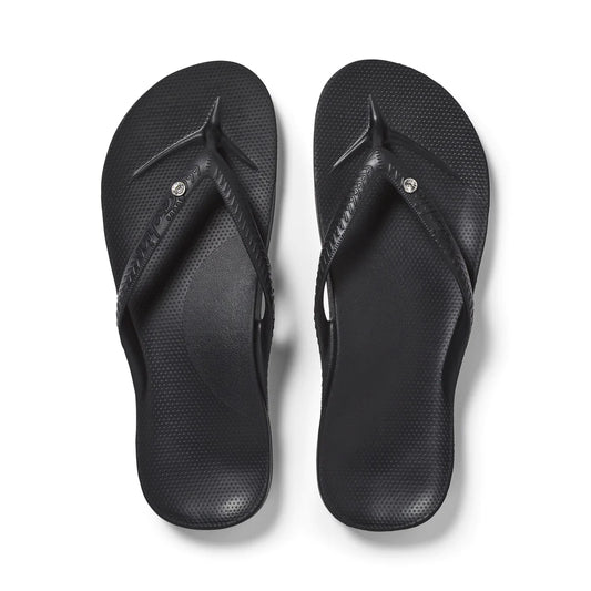 A pair of arch support flip flops so comfy and supportive, you'll never want to take them off your feet! Our specialised closed cell foam material is formulated to mold to the shape of your foot. Give them a day or two to wear in and you'll be in love with your Archies! Crystal Detail On Foot Strap Easy Adjustable Straps that stretch out to fit your foot however you like