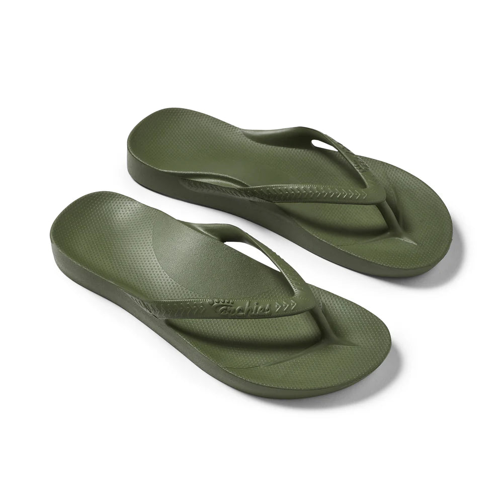Olive Green COlored Arch Support Flip Flops