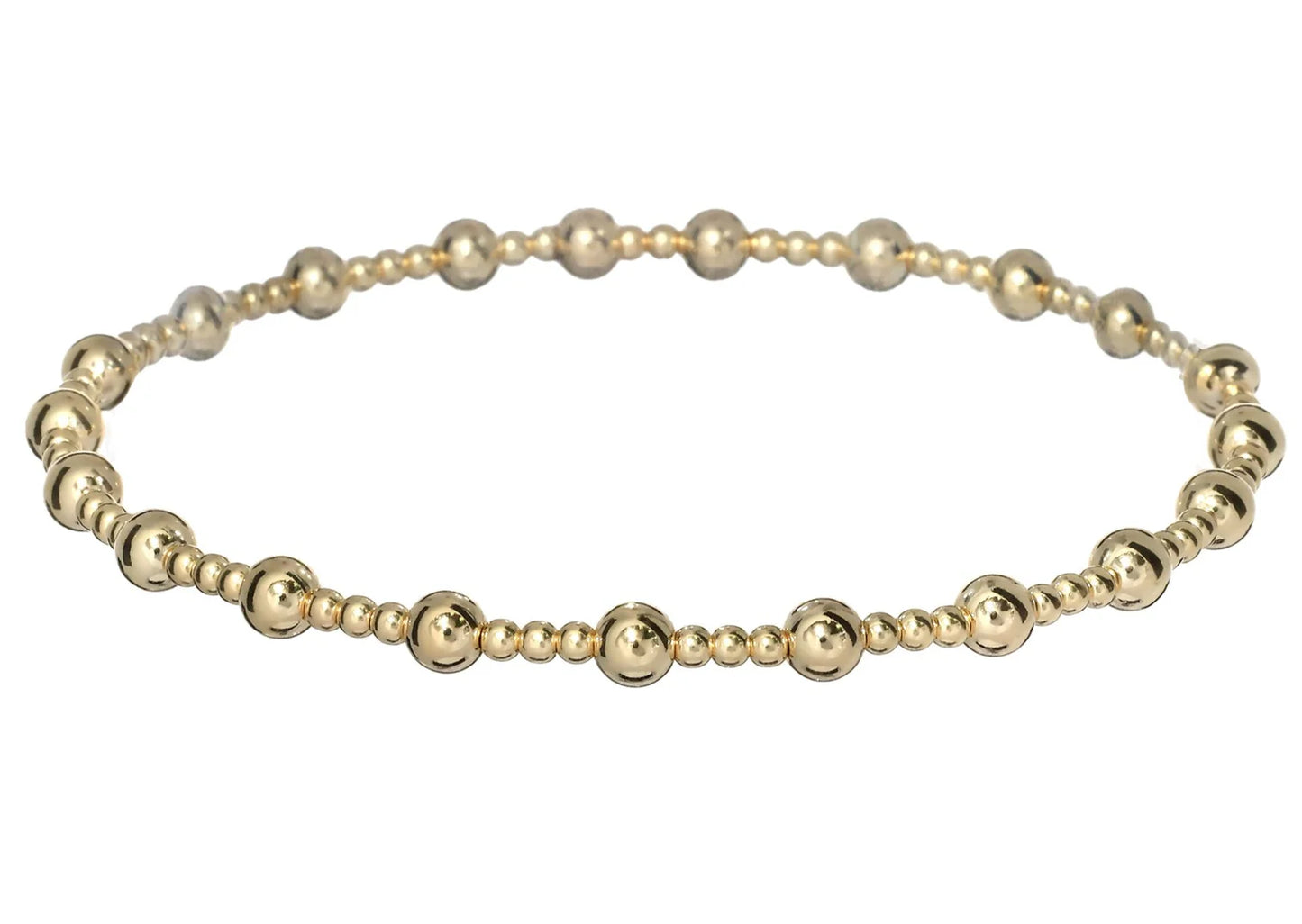 gold ball beaded bracelet BEADS: CLASSIC 2MM & 4MM GOLD: 14K GOLD FILLED