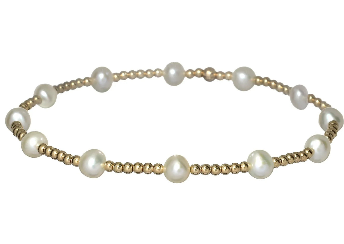 Gold Filled Beaded Bracelet With Pearls WATERPROOF | TARNISH FREE | HYPOALLERGENIC BEADS: CLASSIC 2MM & FRESHWATER PEARLS GOLD: 14K GOLD FILLED SILVER: STERLING SILVER HIGH PERFORMANCE ELASTIC MADE IN MIAMI, MADE WITH LOVE