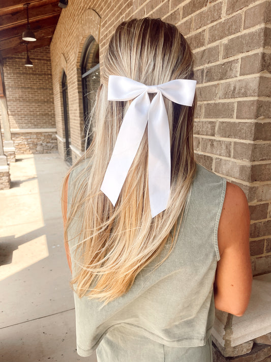 white satin clip in bow