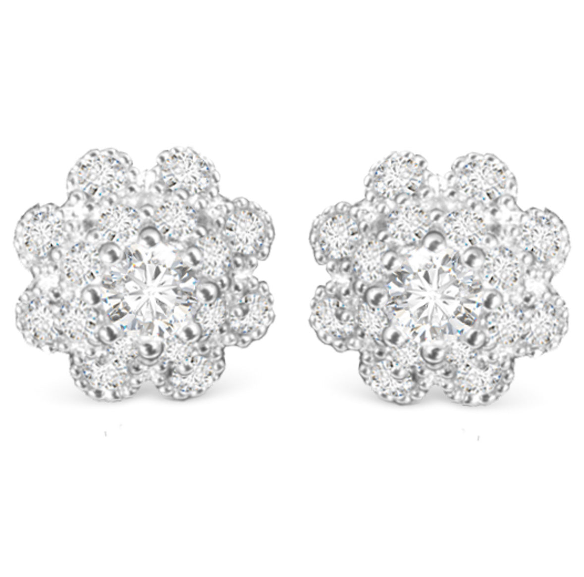 CZ Flower Stud-Silver