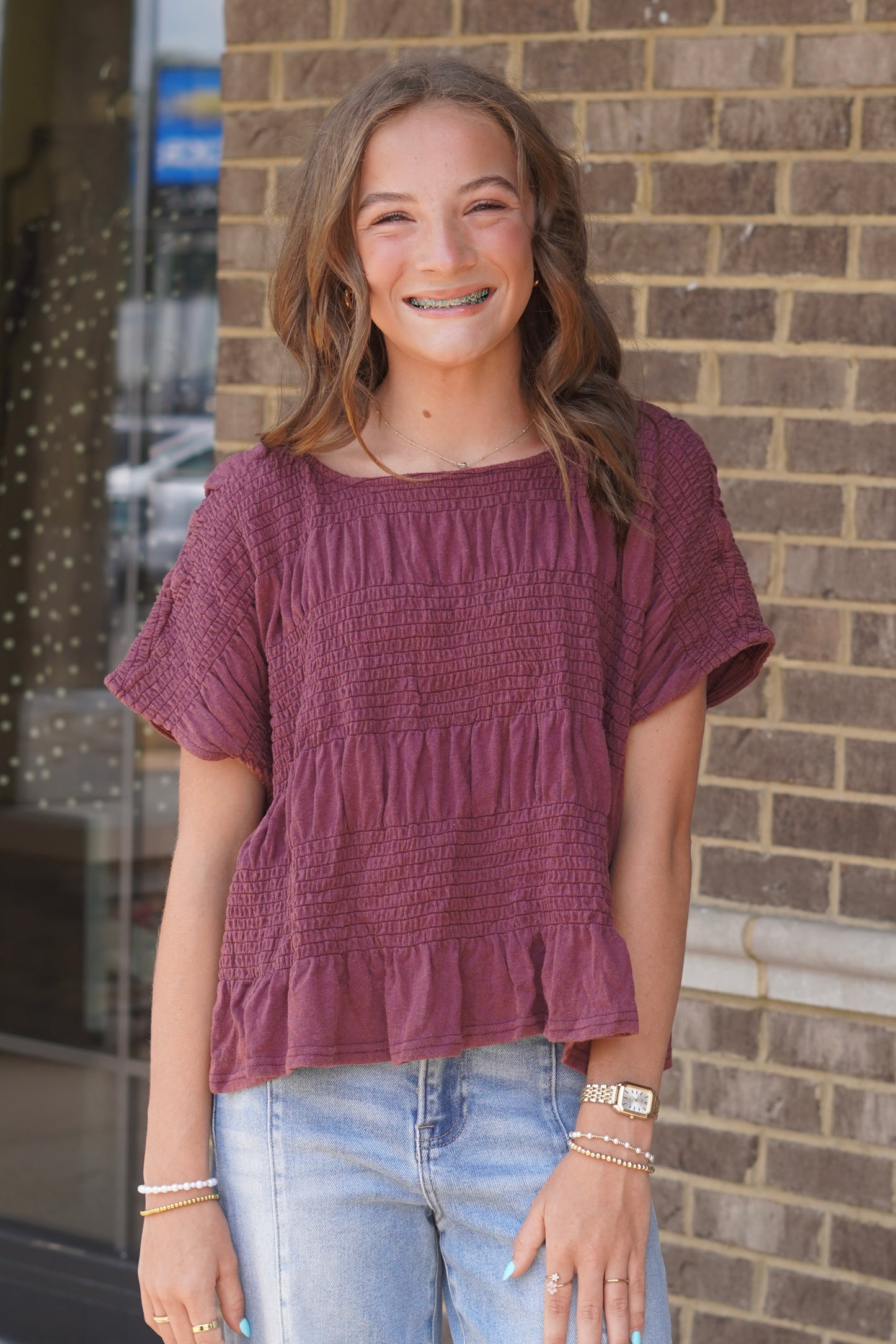 Millie Mineral Wash Smocked Top