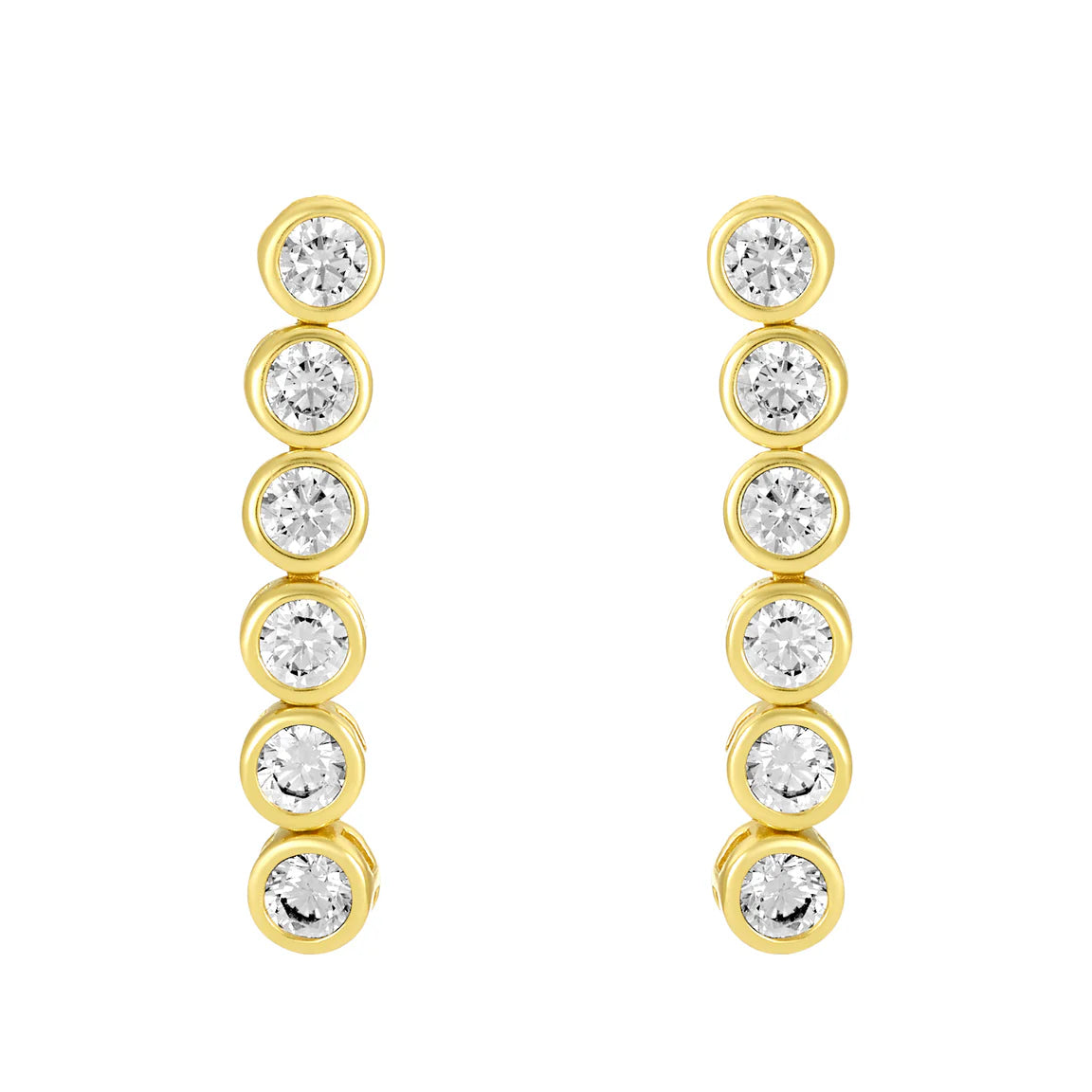 18k gold plated 925 sterling silver, 3mm cubic zirconia, 1" length, crystal dangle earrings