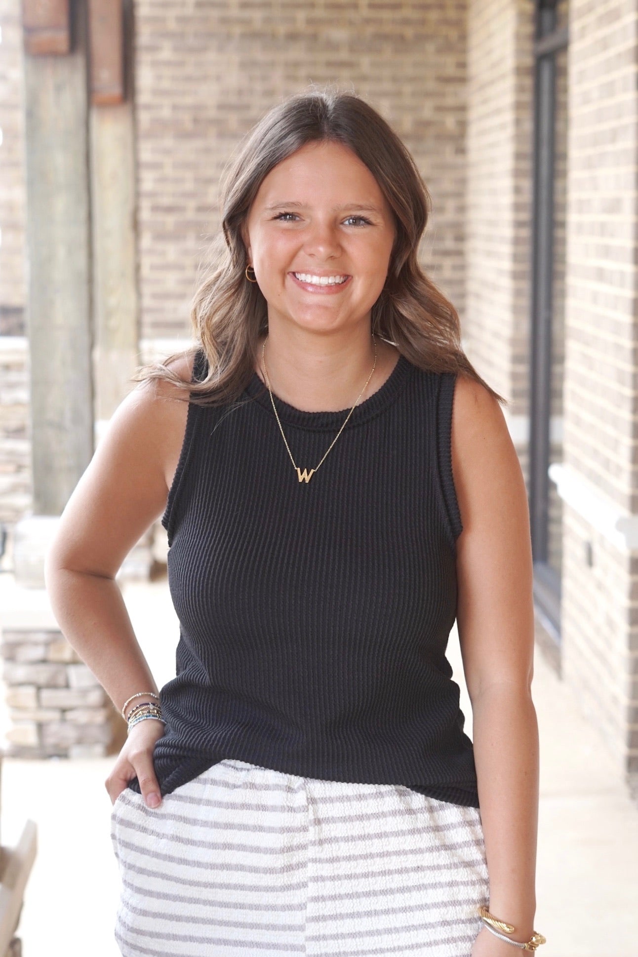 black ribbed tank top, relaxed fit