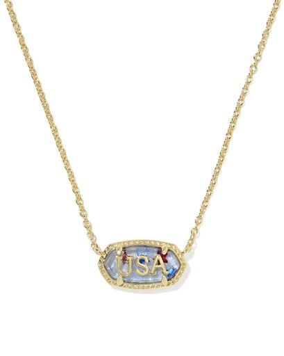 Gold Necklace with 'USA' pendant on a texture frame