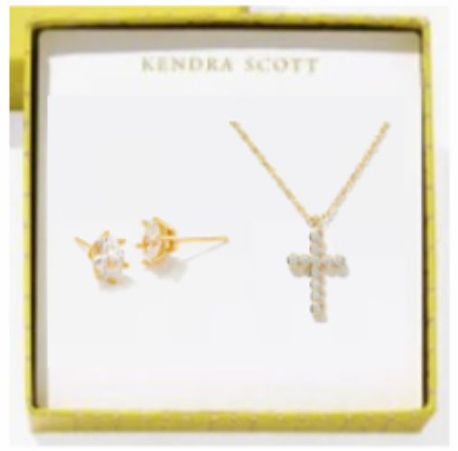 Kendra Scott Gold Cross Crystal And Cailin Crystal Gift Set