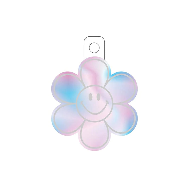 ombre pink and blue smiley flower sticker