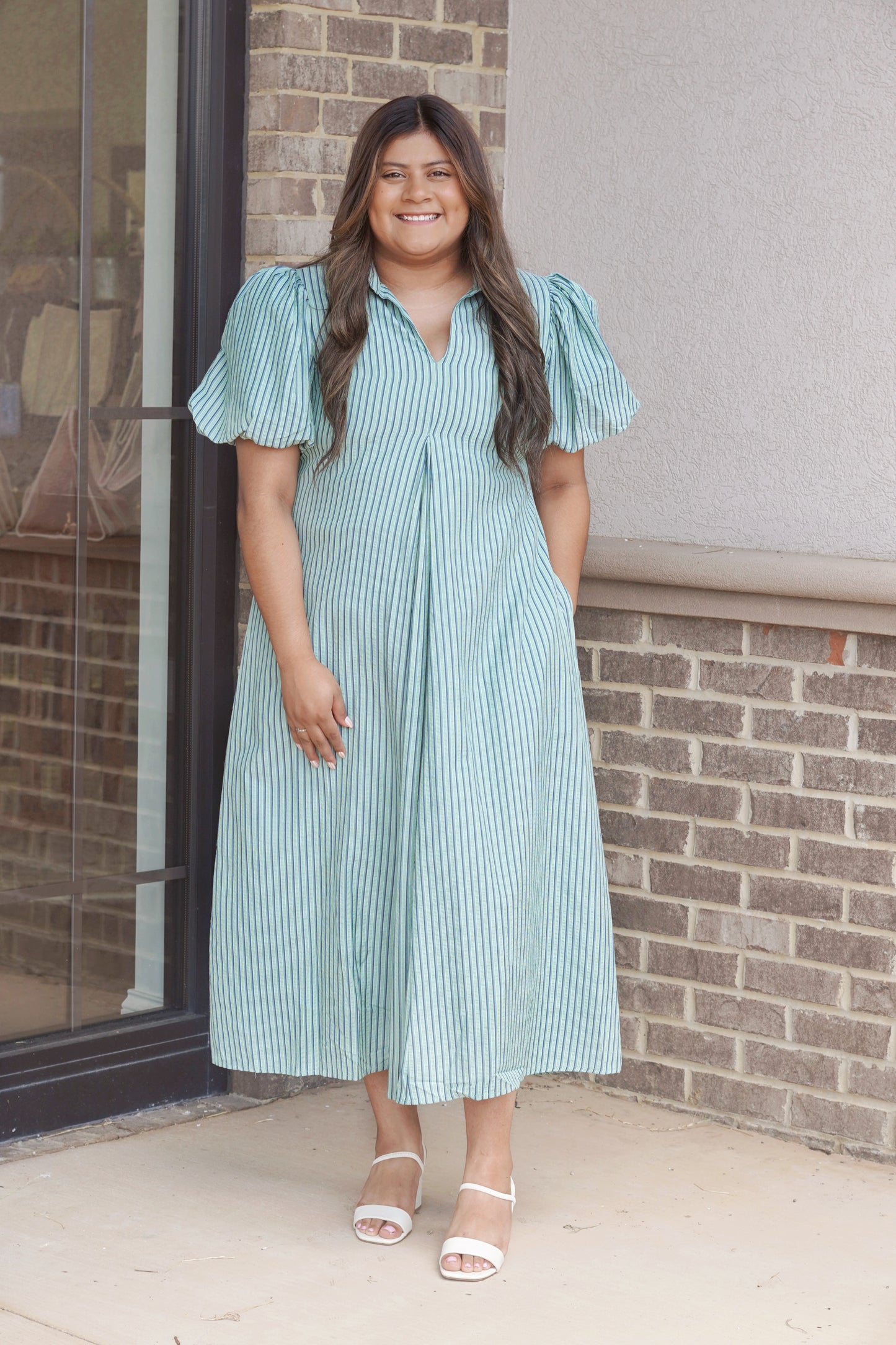 Sage Stripes Maxi Dress