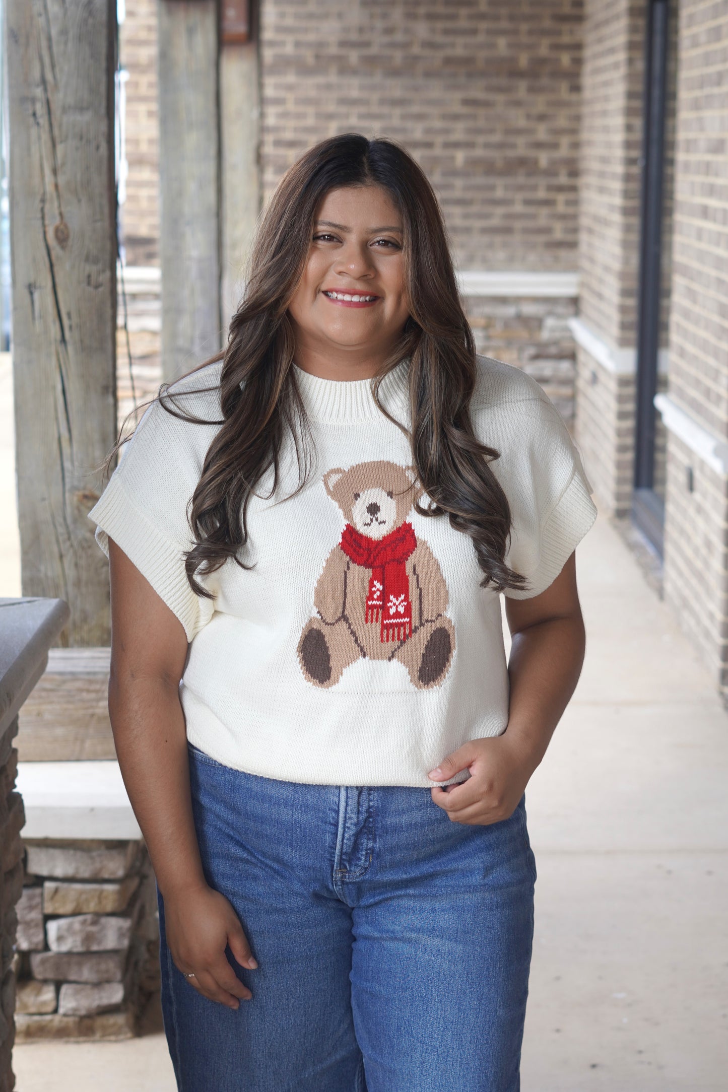 Teddy Bear And Scarf Sweater