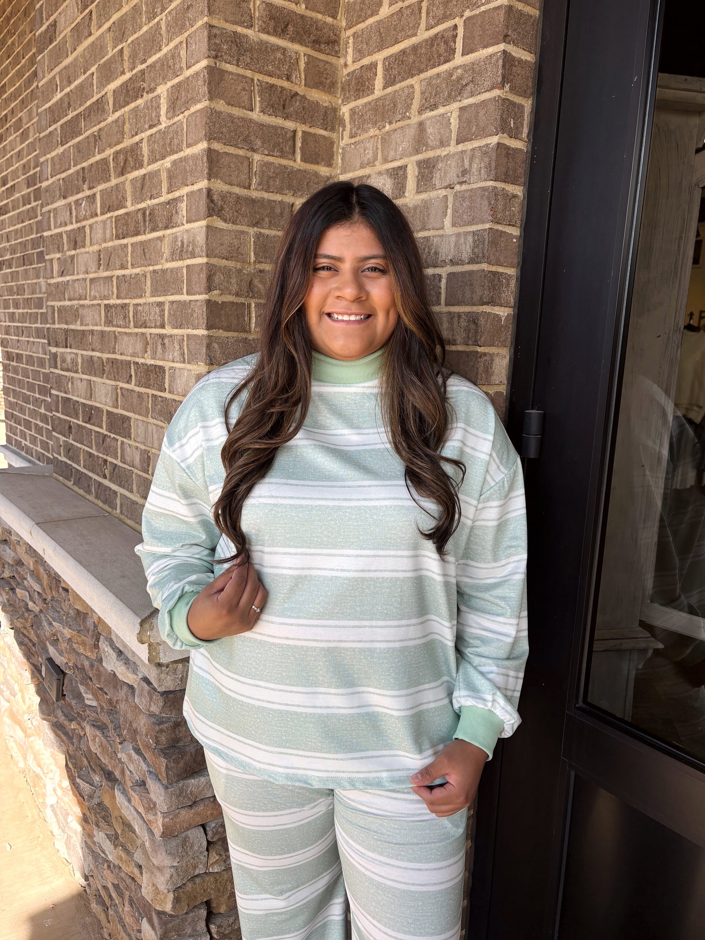 Sunday Striped Mock Neck Sweatshirt