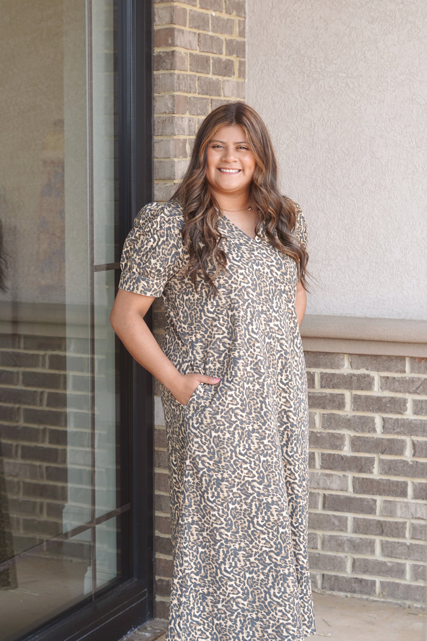 Cheetah Print Casual Maxi Dress