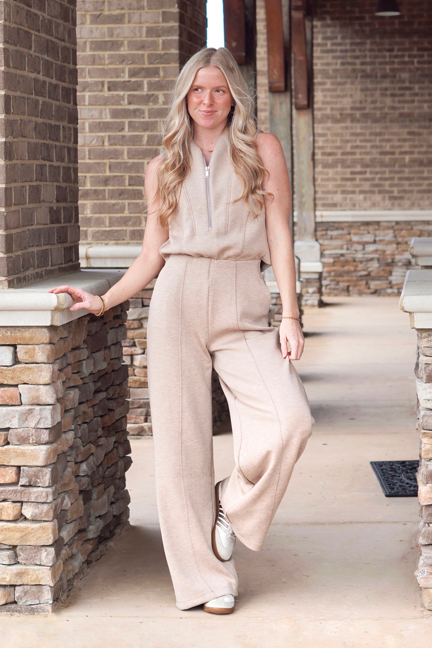 Spanx Airessentials Shawl Collar Half Zip Jumpsuit
