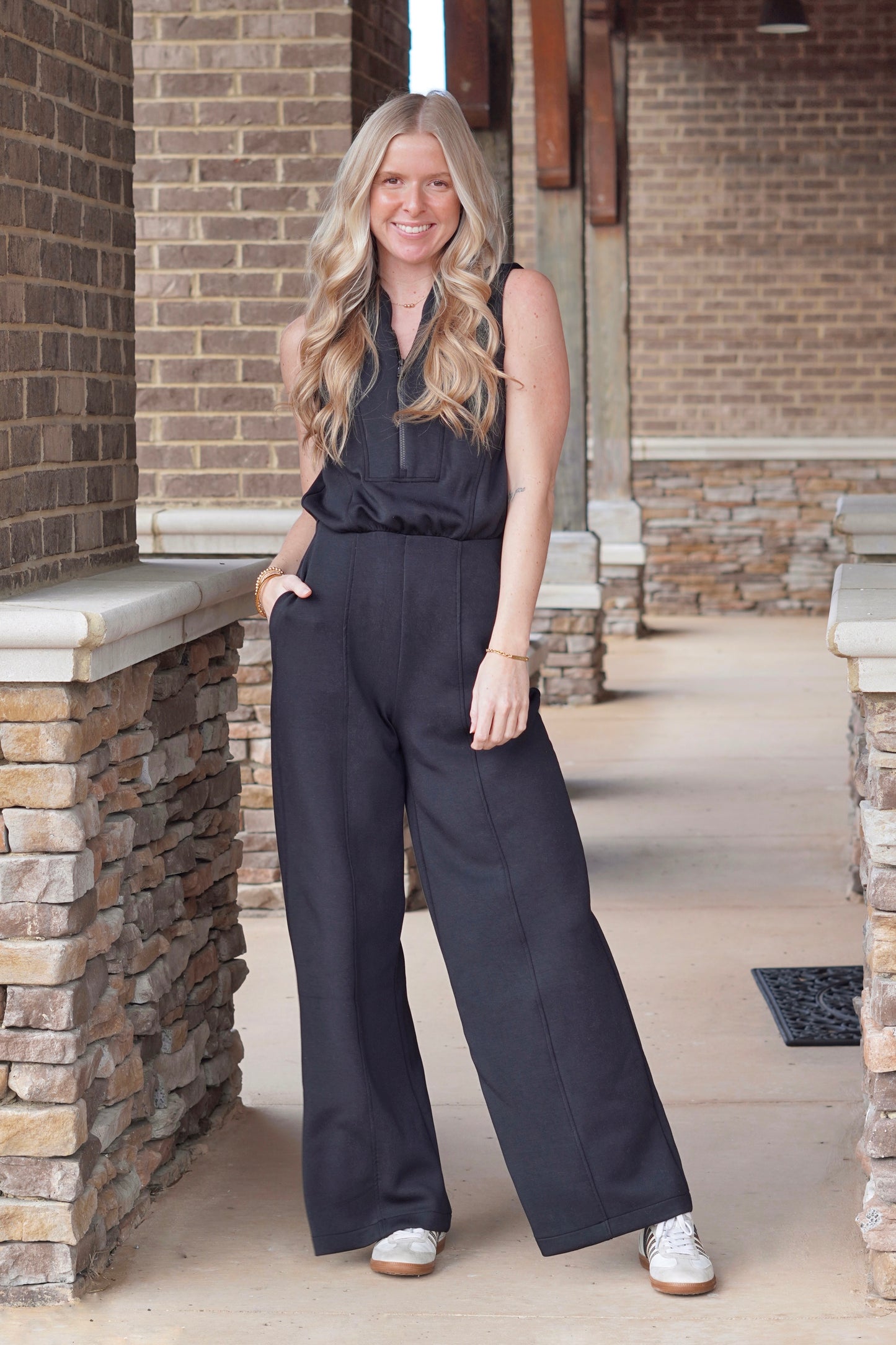 Spanx Airessentials Shawl Collar Half Zip Jumpsuit