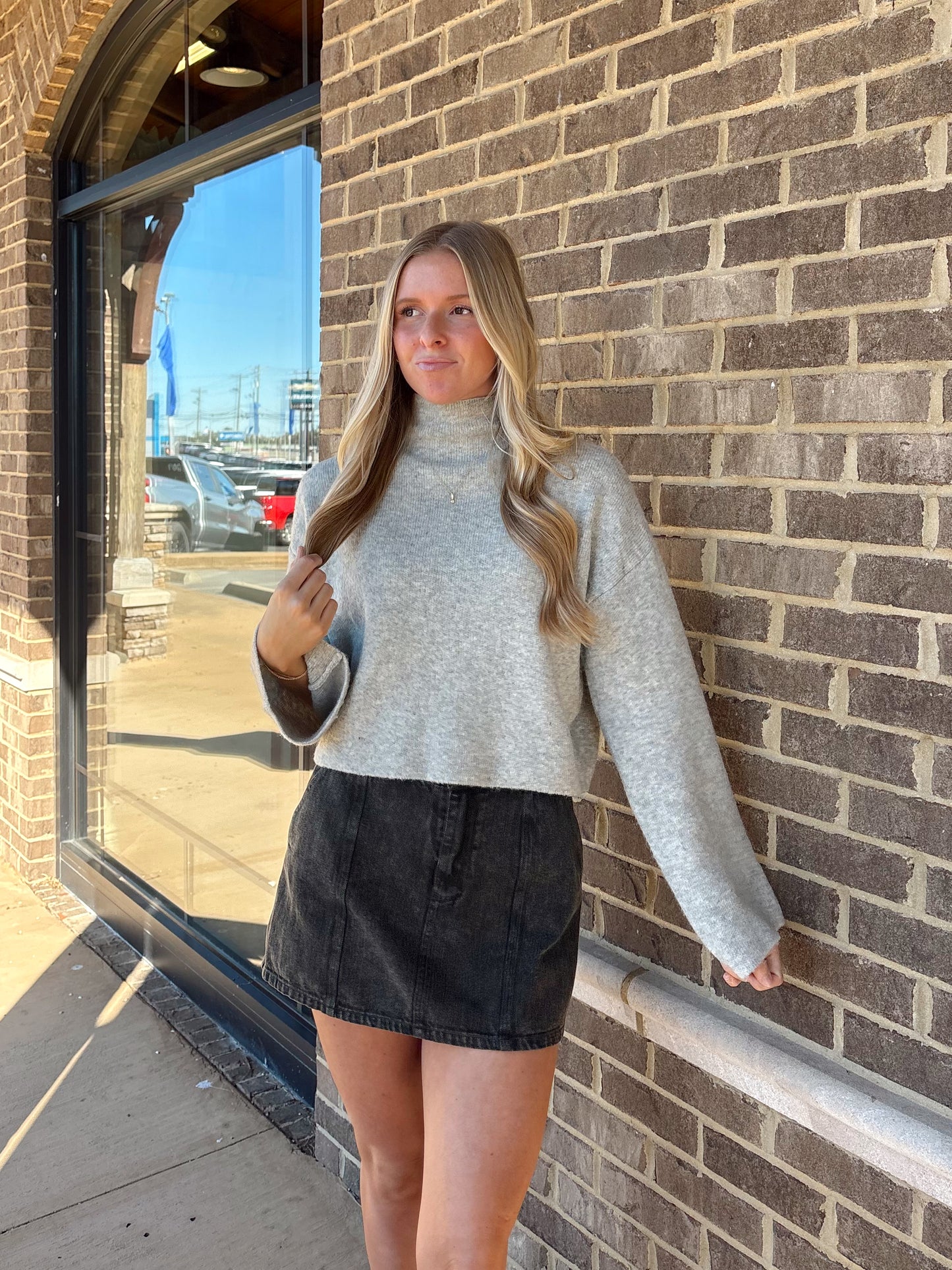Heather Grey Mock Neck