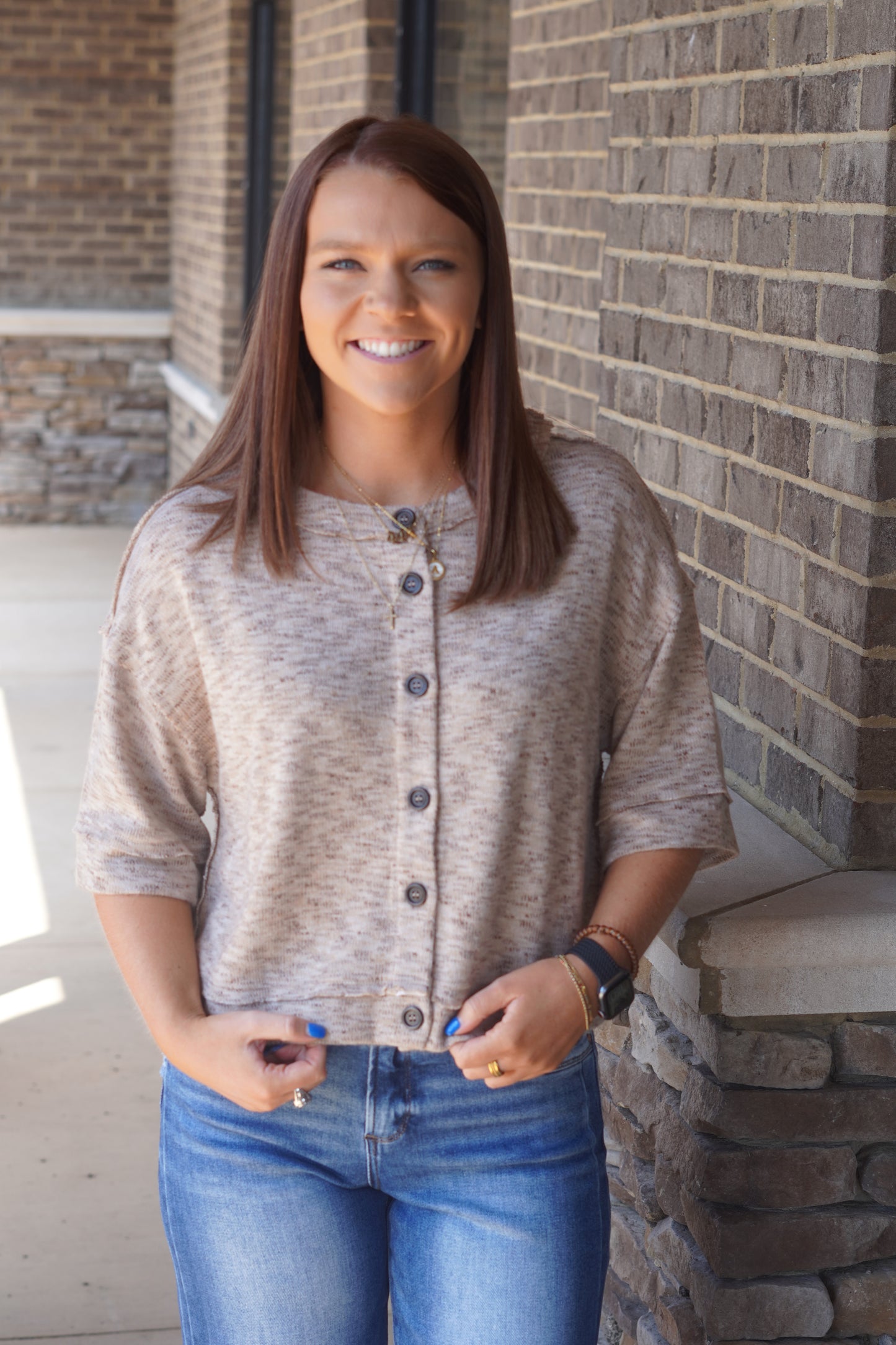 Layla Taupe Button Cardigan