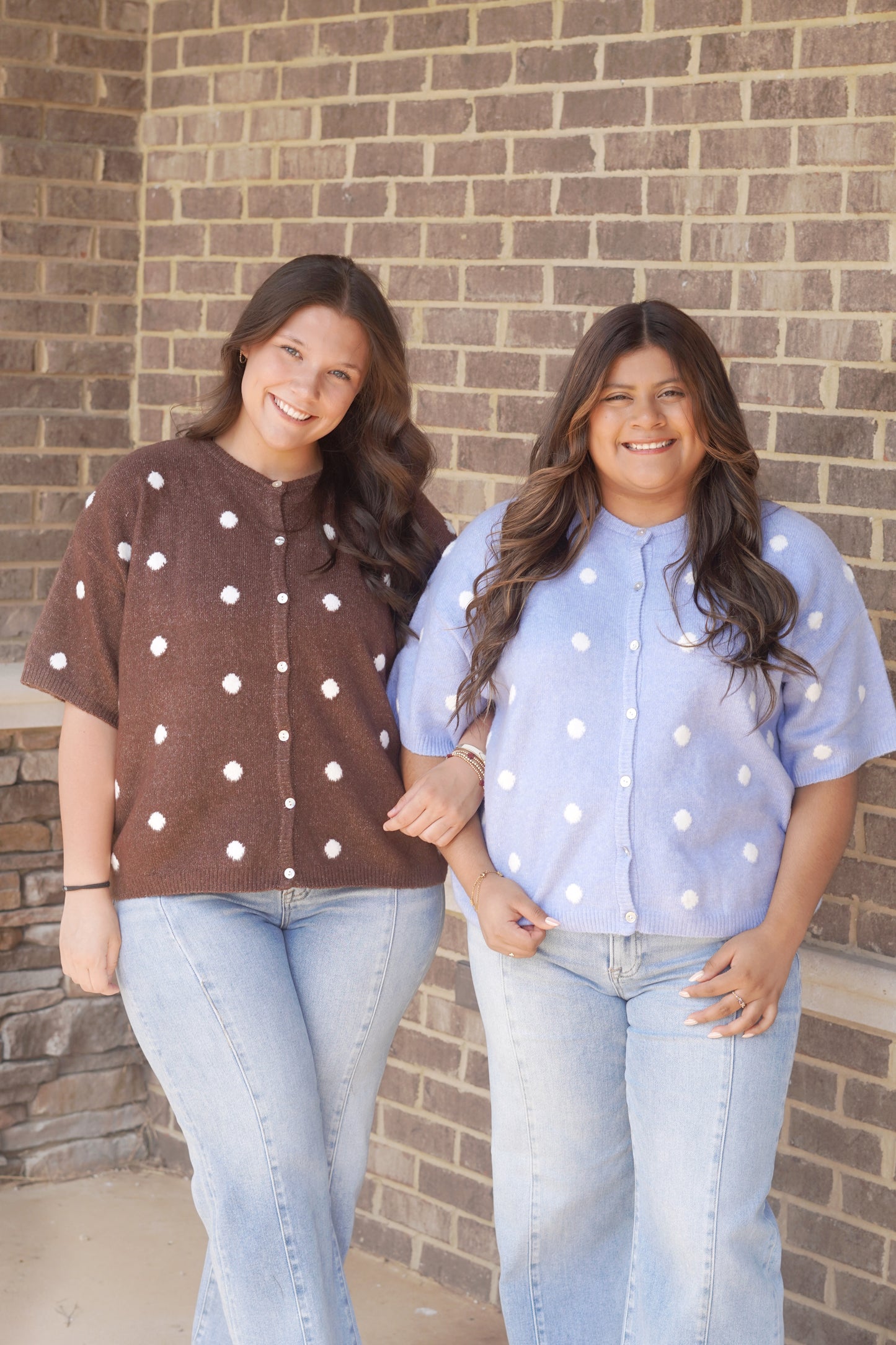 Everyday Polka Dot Button Sweater