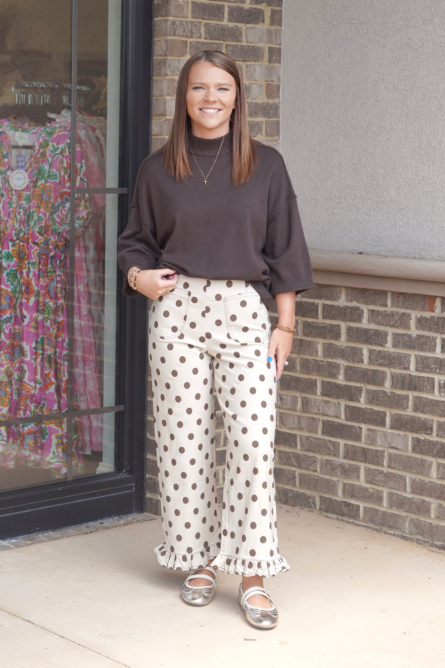 Taupe Polka Dot Pants