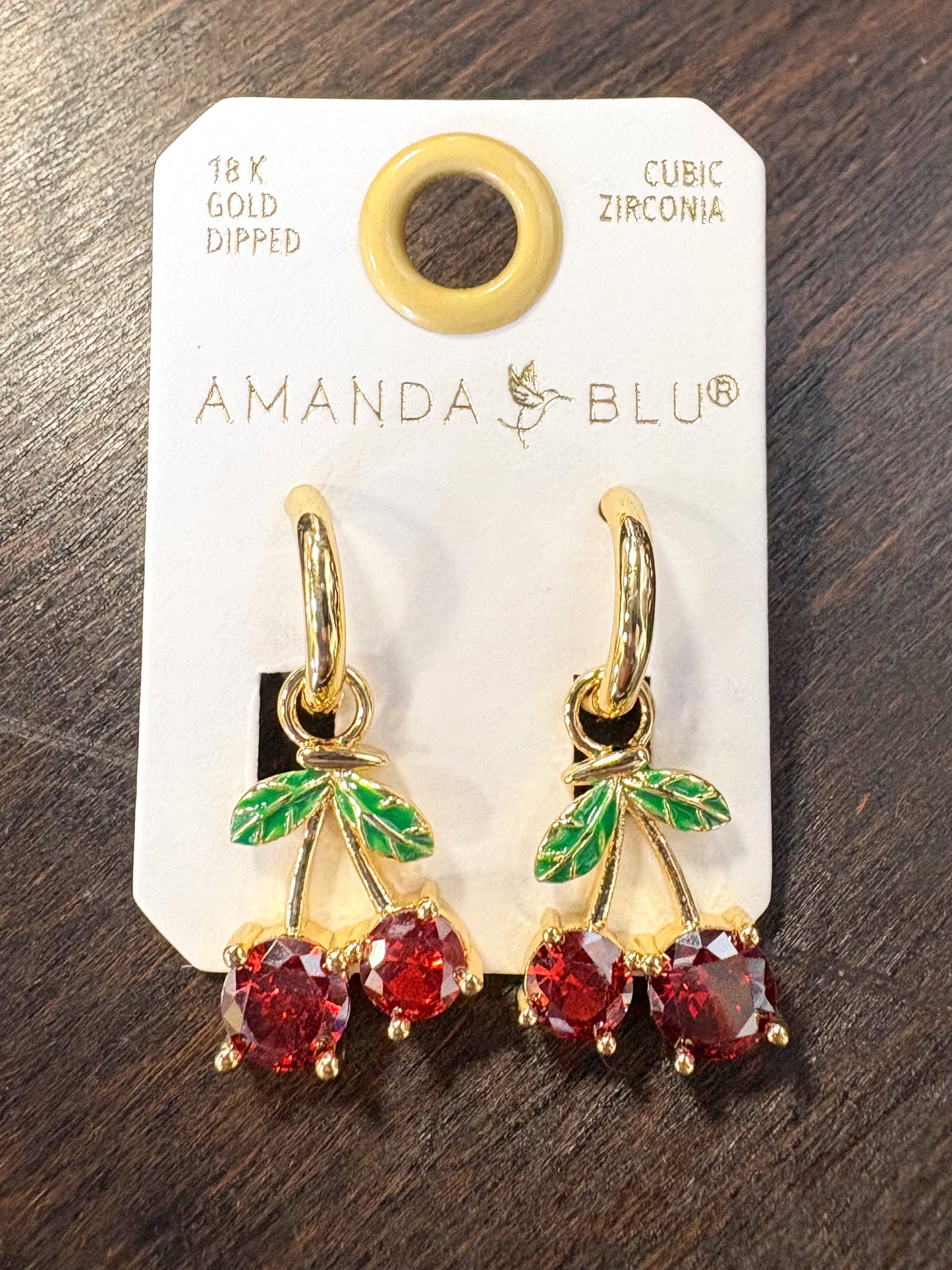 Gold Cz Cherry Hoop Earrings