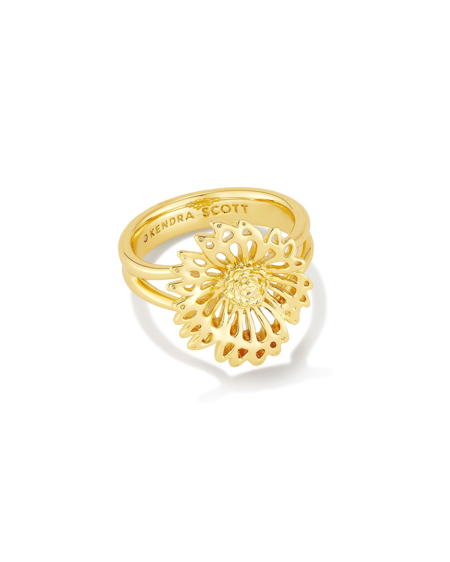 Meet your new must-have ring: the Brielle Band Ring in Gold. With its floral silhouette, split-band style, and elegant metalwork, this ring is a total stunner. Gold Metal Flower Detail Size 7 and Size 8