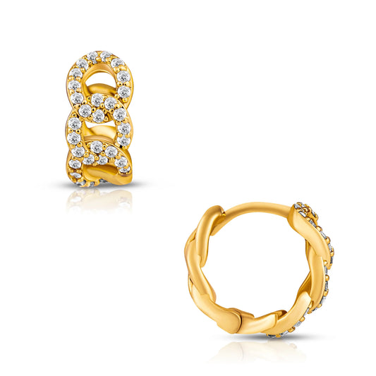 Anika Chain Gold Huggie Hoop Earrings