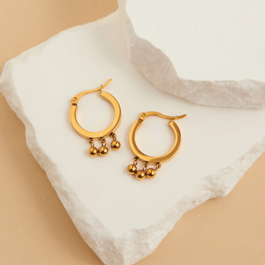 Narelle Waterproof Earrings Ball Dangle Drop Huggie Hoop