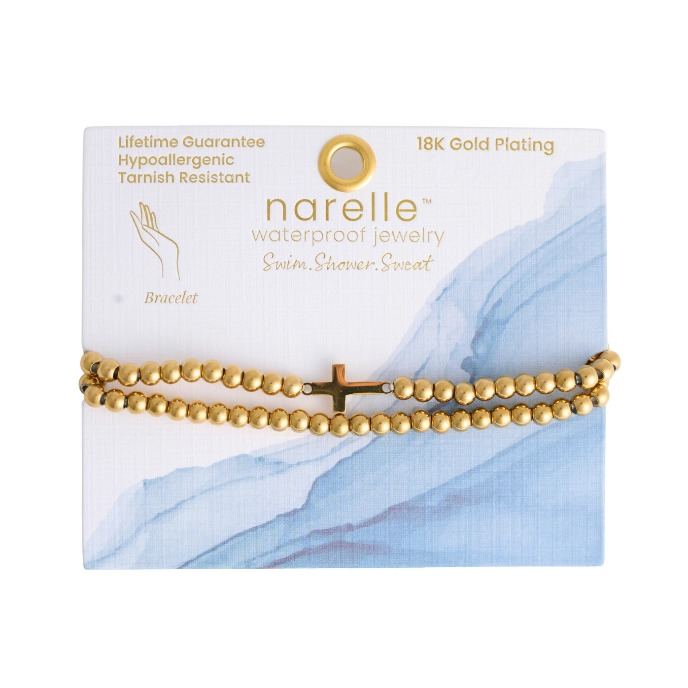 Narelle Waterproof Cross Stretch Bracelet Set Gold