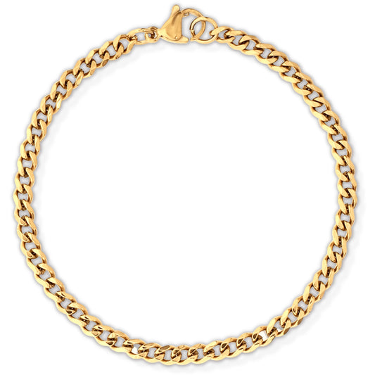 cuban chain gold bracelet with lobster claps closure