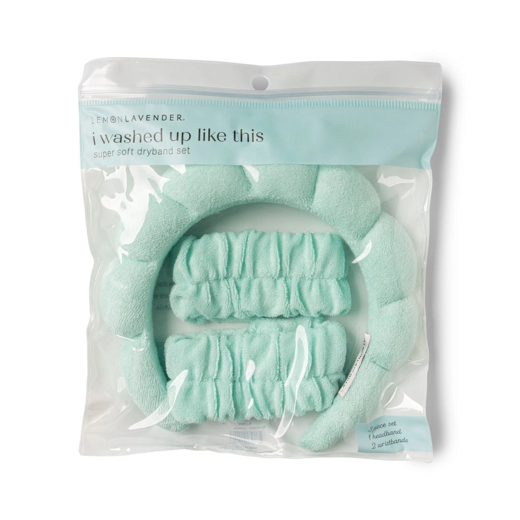 3 piece set that includes 1 headband and 2 wristbands in teal