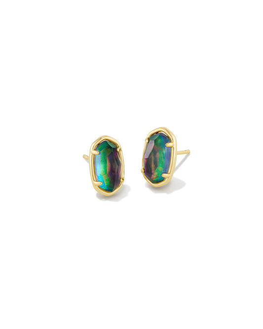 A polished pair of studs in our signature shape. The Grayson Gold Stud Earrings in Lilac Abalone are sophisticated and unique, featuring our iconic silhouette inlaid with stone. Dimensions 0.5'L X 0.3'W GOLD LILAC ABALONE