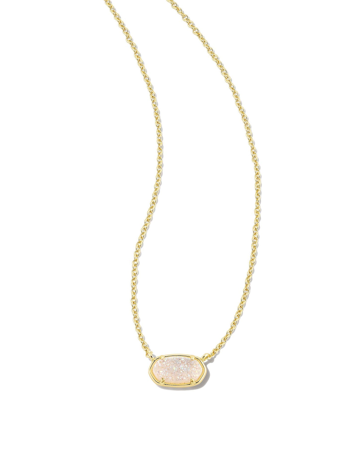 Introducing the latest piece in your layering collection: The Grayson Gold Pendant Necklace. Inlaid with a genuine Iridescent Drusy stone framed by a polished frame, this timeless pendant necklace will effortlessly elevate any look. Dimensions- 17" Chain, 0.5"L X 0.3"W Pendant Metal- 14k Yellow Gold Over Brass Closure- Lobster Clasp With Single Adjustable Slider Bead Material- Iridescent Drusy