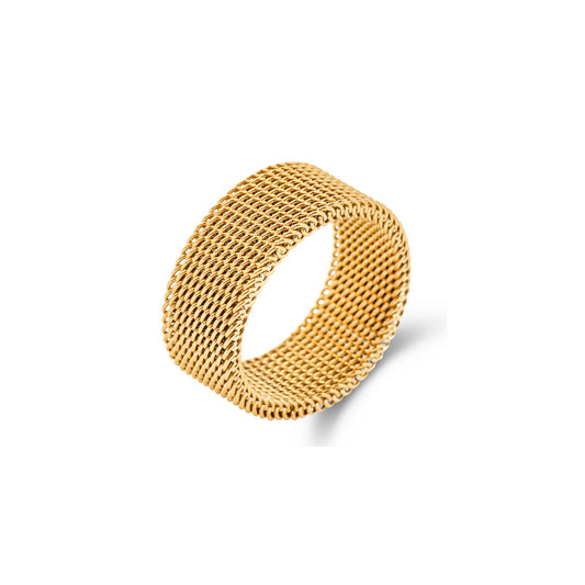 thick mesh gold ring 