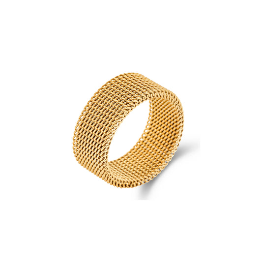 thick mesh gold ring