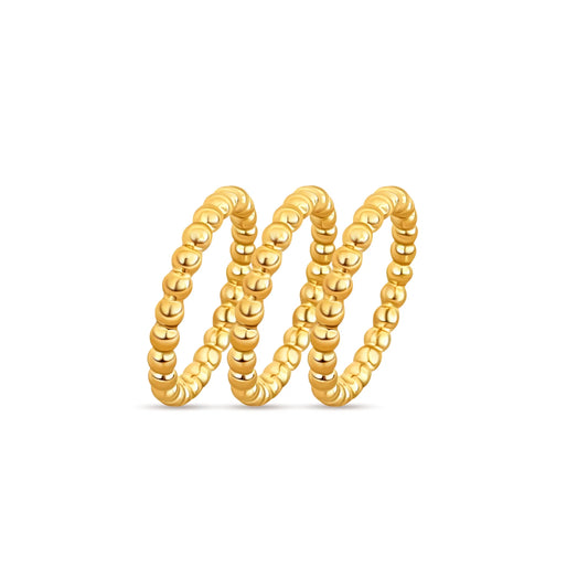 triple ring set of gold beaded rings, size is  2.6 mm