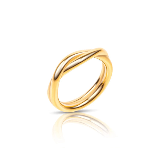 intertwined band gold ring, size 7 mm
