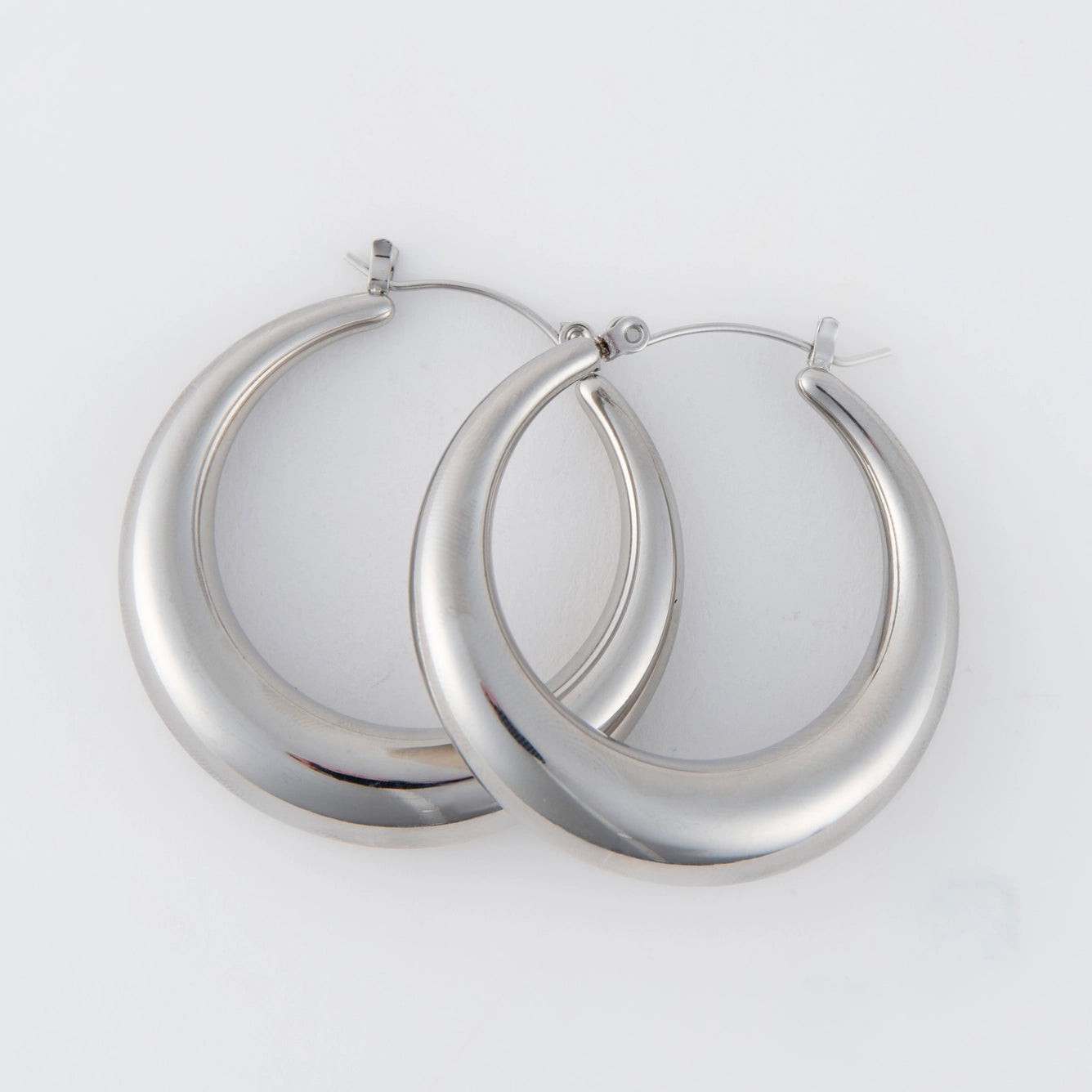 Round Hoop Earrings Silver