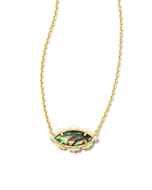 Timeless with a touch of sparkle, the Genevieve Gold Short Pendant Necklace is sure to be your newest everyday essential. Perfect as a standalone piece or an elegant addition to a layered look, this marquise-shaped pendant adds a bit of shine to any occasion. Dimensions- 16' CHAIN WITH 3' EXTENDER, 0.34'Lx0.6"W PENDENT Metal- 14K Gold plated over brass Closure- Lobster clasp w/ single adjustable slider bead Color: Green, purple, blue
