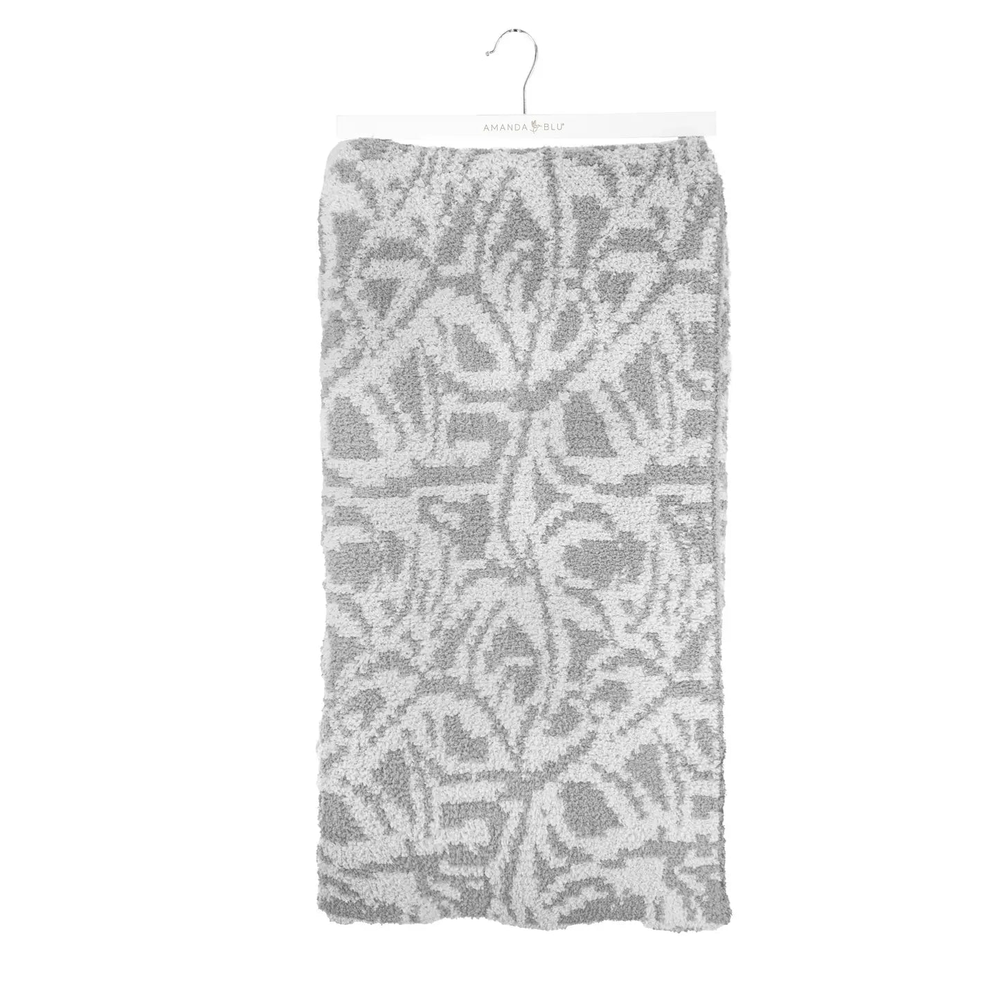Amanda Blu Light Grey Mosaic Knit Throw Blanket