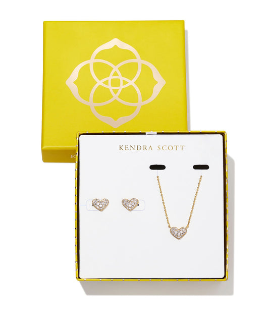 Show some love for your bestie, family member, or crush (we won’t tell!) with the Ari Heart Gold Pave Crystal Pendant & Stud Gift Set in White Crystal. Fun, flirty, and with a sparkly touch of pavé crystal, gift something extra sweet (and at an exclusive price!).