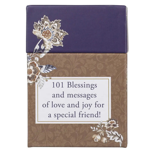 Honey-brown and navy floral design, Honey-brown lettering, Trust Honey-brown and Navy Floral Collection, Artwork by Stephanie Ryan, 51 double-sided cards, Full-color cards, Each box shrink-wrapped,