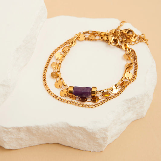 Narelle Waterproof Bracelet Amethyst 3-Piece Set