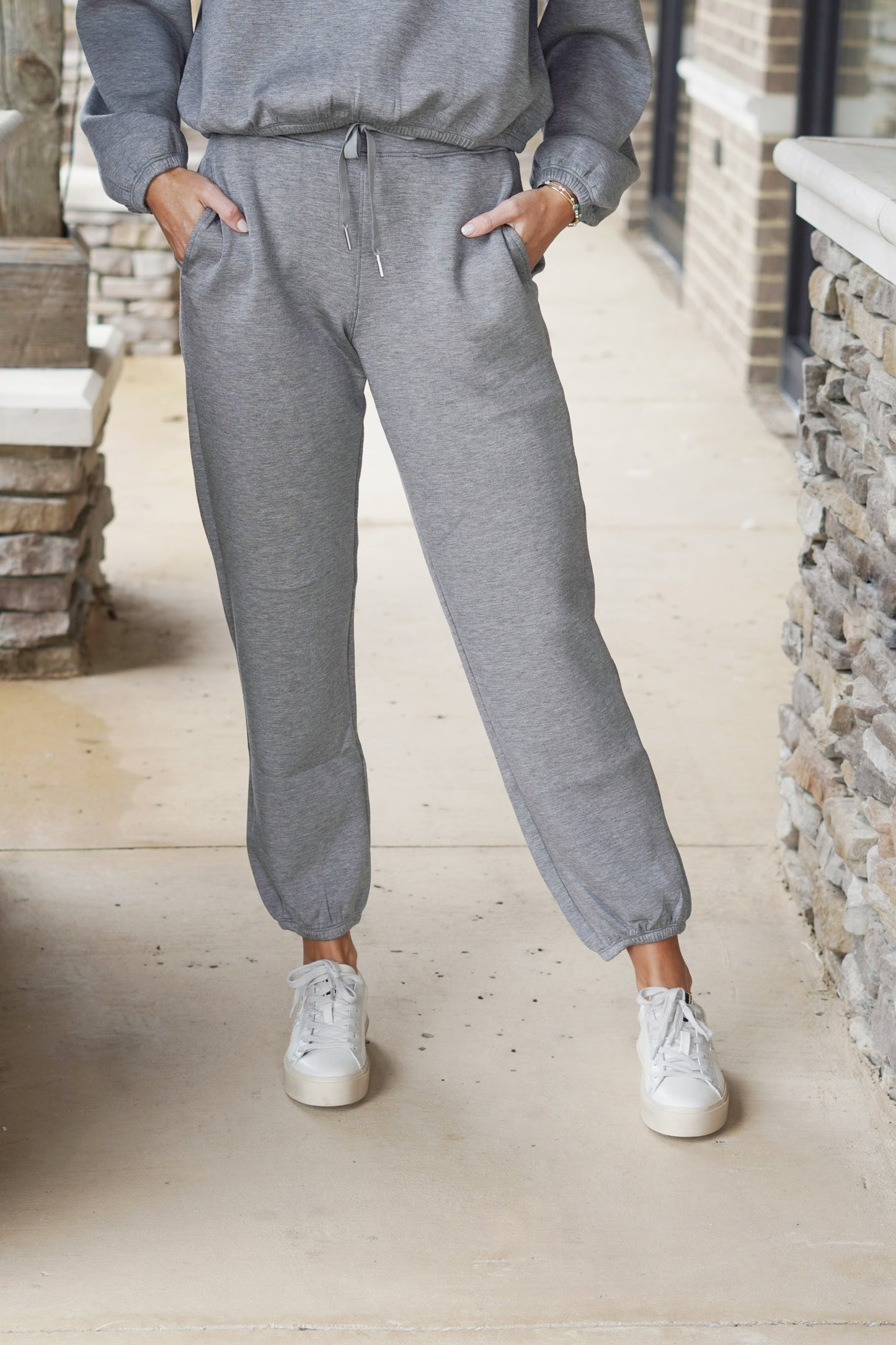 Spanx Air Essentials Grey Joggers with Tie Waist