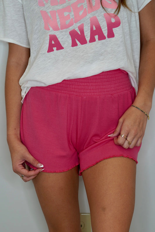 Made using a buttery soft new rib fabric, this relaxed short features a wide elastic waistband with smocking. Pair it with the Harper Rib V-Neck Top or any of your fave tees. Care Machine wash cold, gentle cycle, wash dark color separately, only non-chlorine bleach when needed, tumble dry low or lay flat to dry, warm iron if needed, do not dry clean Fabric 2x2 Rib 96% Modal 4% Spandex