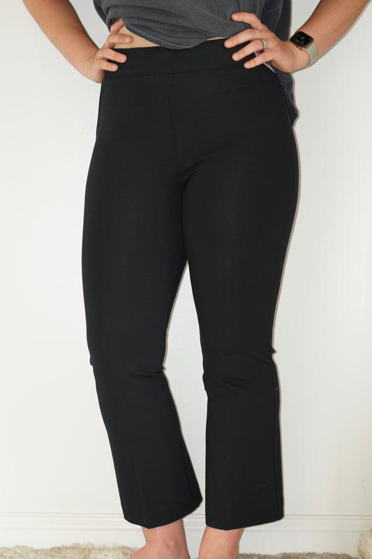Perfect Pant Kick Flare No need to dry clean Pulls on with no zipper, no button Smoothing premium ponte fabric 4-way stretch Hidden core shaping technology Booty lifting Body: 68% Rayon, 28% Nylon, 4% Elastane. Lining: 80% Polyester, 20% Elastane. Machine Wash Cold, Gentle Cycle. Only Non-Chlorine Bleach When Needed. Line Dry. Low Iron If Needed. Or Dry Clean.