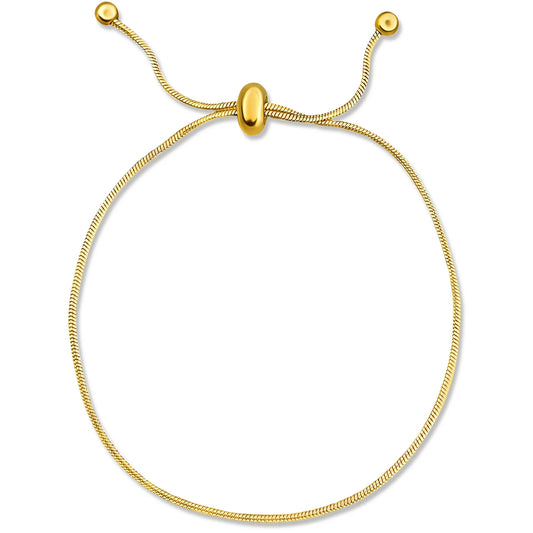 Skinny gold snake chan bracelet with slide closure